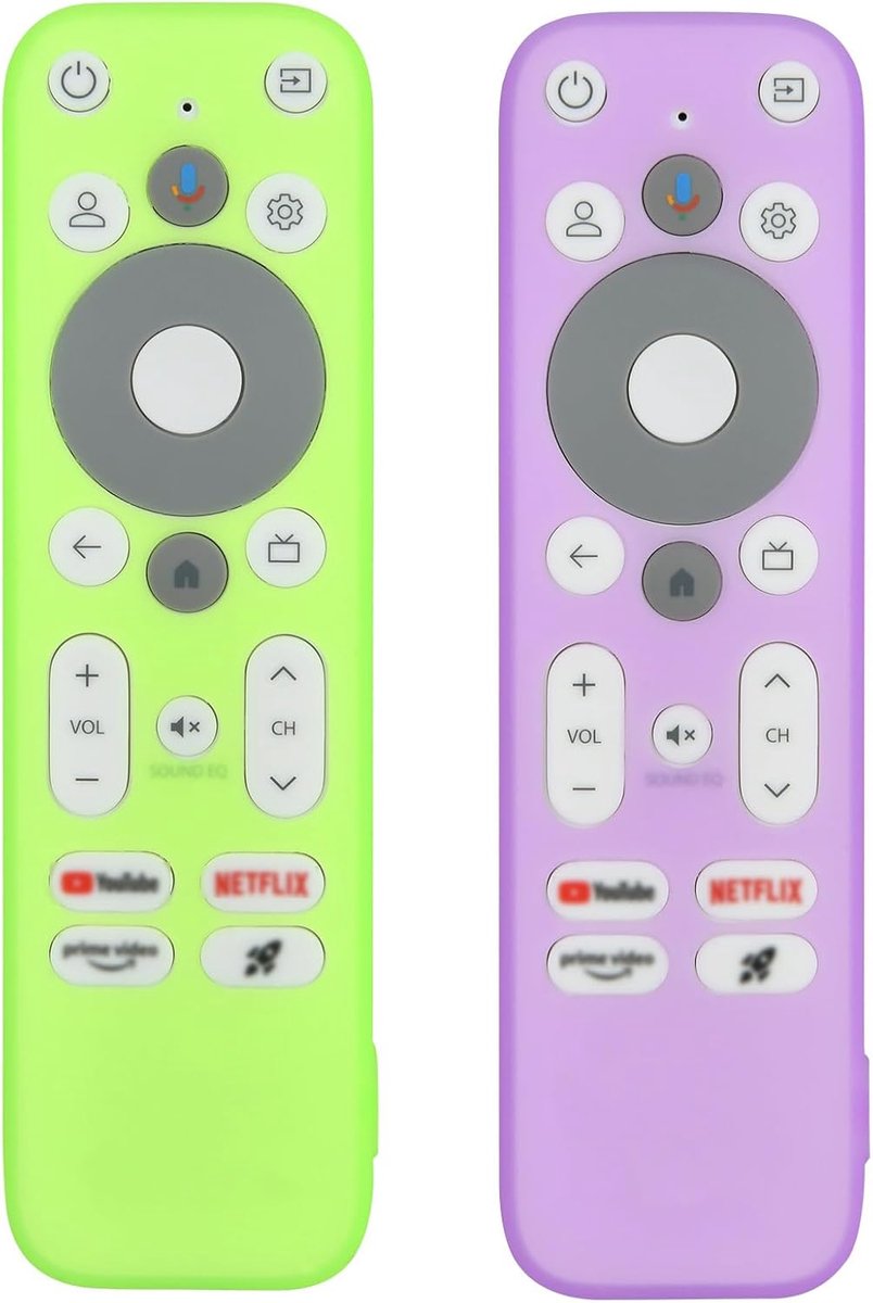 Silicone beschermhoes afstandsbediening - 2 stuks - lichtgroen en lichtpaars - glows in the dark, makkelijk te vinden - ShopVlot