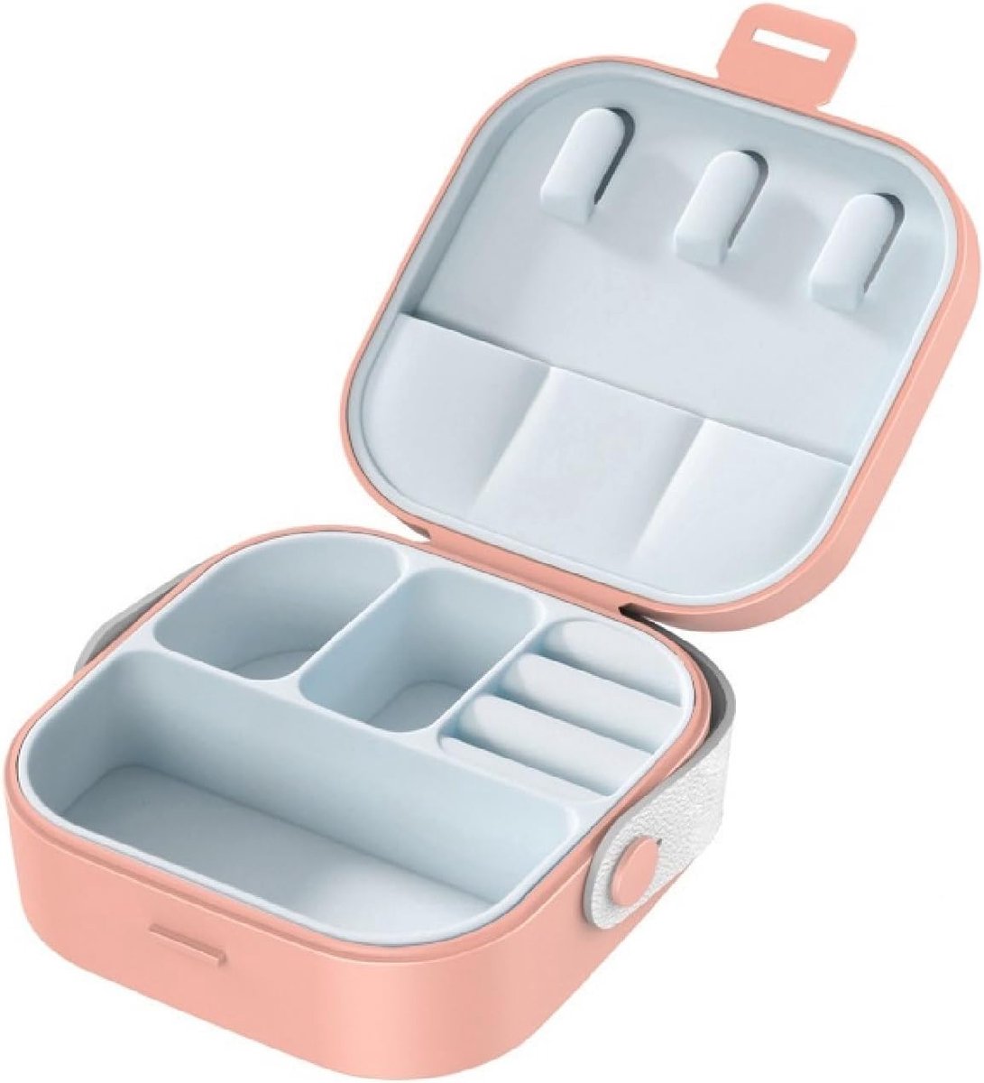 Sieradenbox voor reizen - Roze silicone en leren koord - Minimalistisch design - Ideaal voor dagelijks gebruik - ShopVlot
