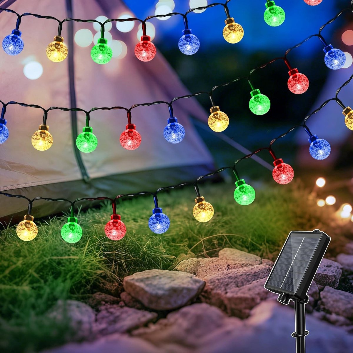 Lichtsnoer op zonne-energie - Kleurrijk - 10 m - Weerbestendig met 100 LEDs - Voor Buitenverlichting