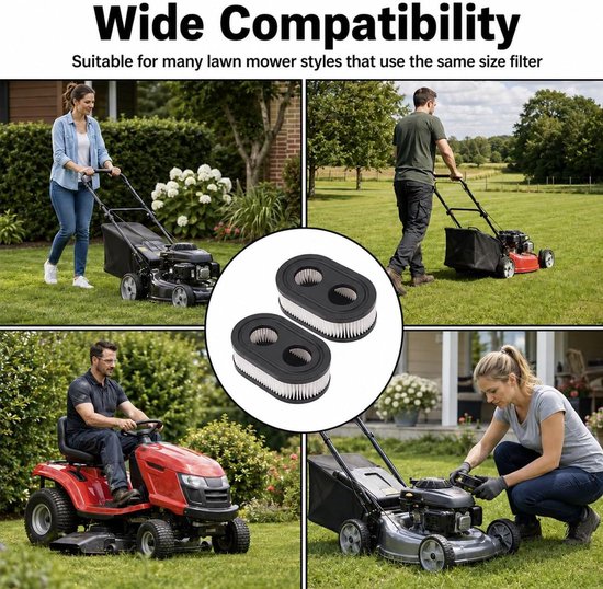 Grasmaaier-luchtfilters 2 stuks - Ovaal vervangend filter - Hoogwaardig filterpapier - Bescherming voor maaimotor - ShopVlot — afbeelding 4