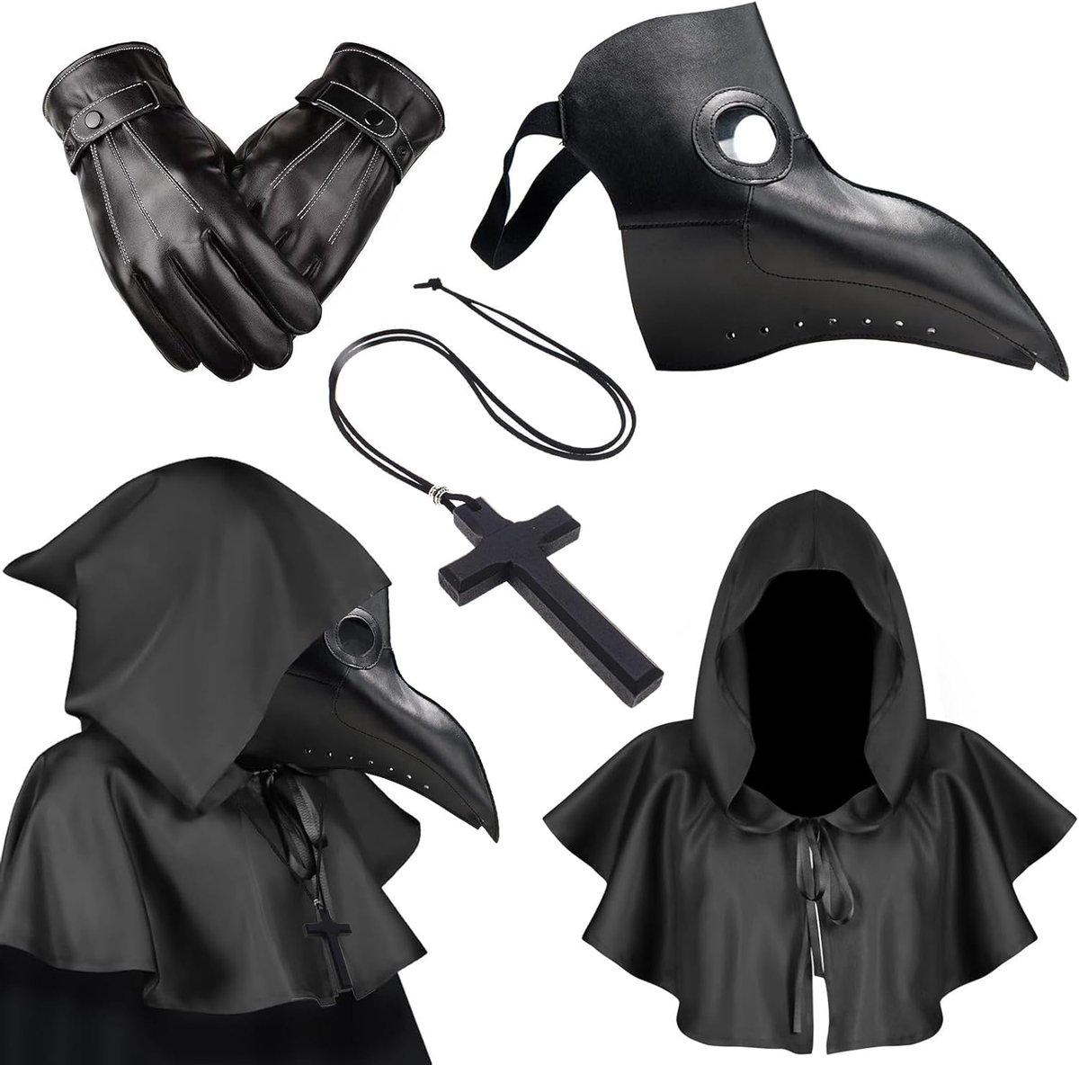 Hulpmiddel Pestdokter Masker - Zwart Lange Neus Vogelbek - Steampunk Leer - Perfect voor Halloween - ShopVlot