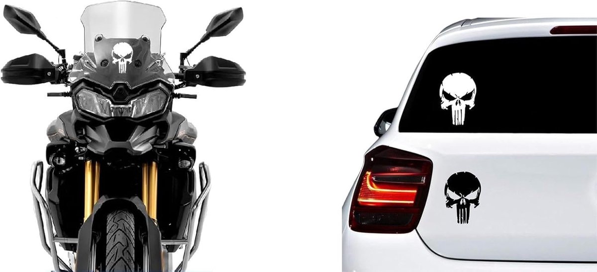 schedelstickers set van 3 - waterdicht vinyl - dynamisch kleurveranderend - voor auto en motorfiets - ShopVlot