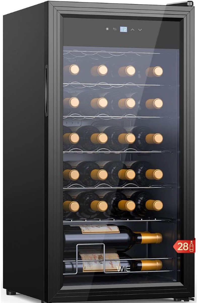 VALI® Wijnkoelkast - Wijnklimaatkast - 82L - Wijnkoeler - Zwart - 45cm x 43cm x 84cm