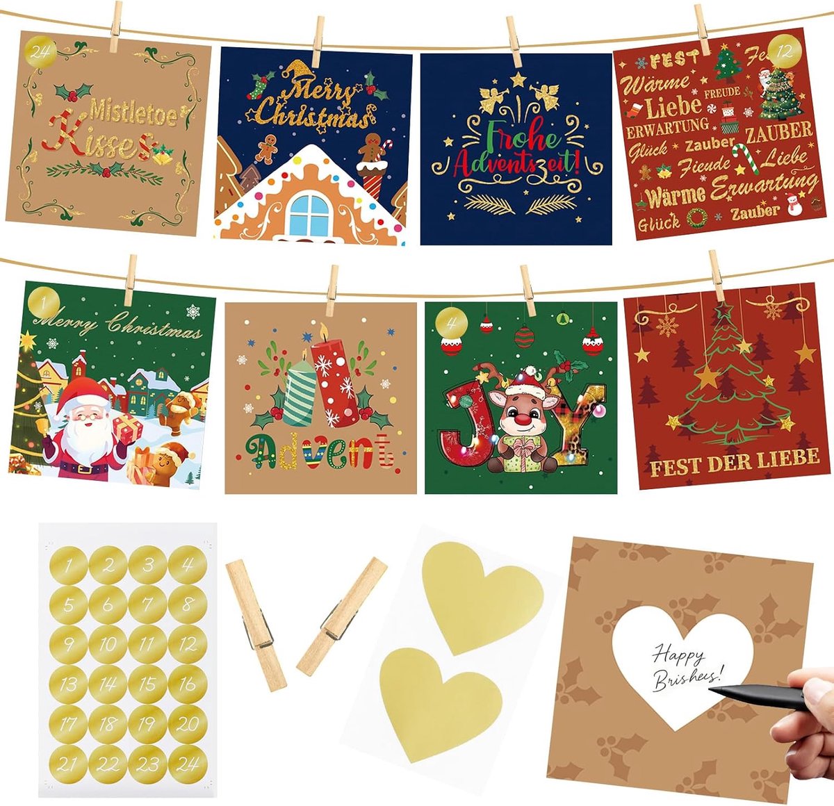 DIY Adventskalender Scratchkaarten - 24 Personaliseerbare Postkaarten - Perfect voor stellen, vrienden en familie - ShopVlot