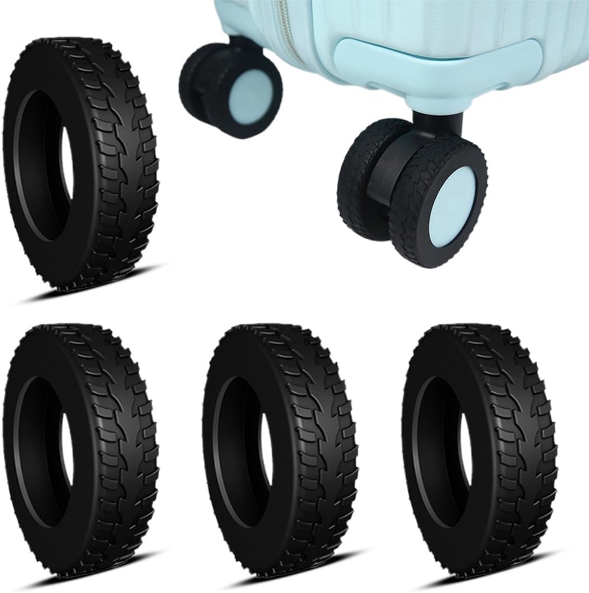 Kofferwiel Beschermers Set van 4 - Siliconen - Geluiddempend en Antislip - Voor 2.0-2.4 Inch Wielen - ShopVlot