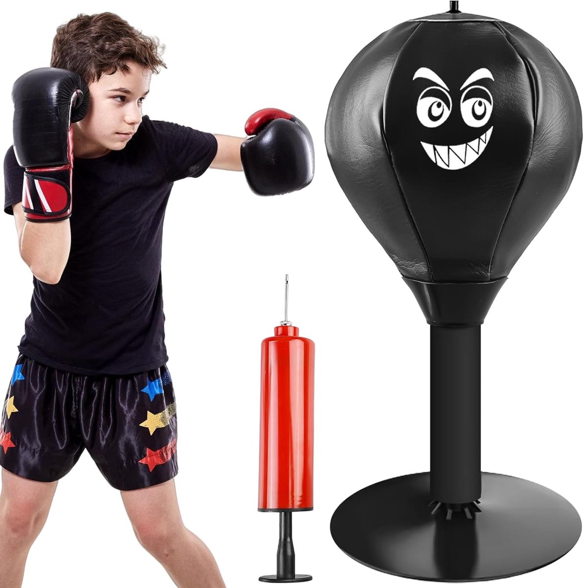 Punchingball tafel - mini punching bag met zuignap - duurzaam PU leer - perfect voor kantoormedewerkers - ShopVlot