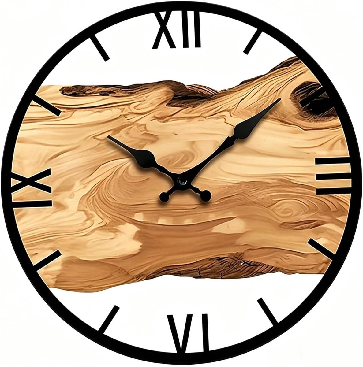 Houten wandklok - grote wandklok - houtlook - elegant design voor elk interieur - ShopVlot