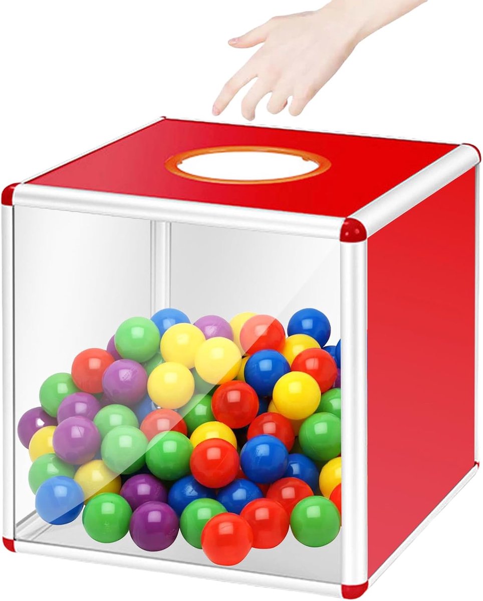 Loterijbox 25 cm - Transparant met aluminium legering - Duurzaam en lekvrij - Perfect voor tombola's - ShopVlot