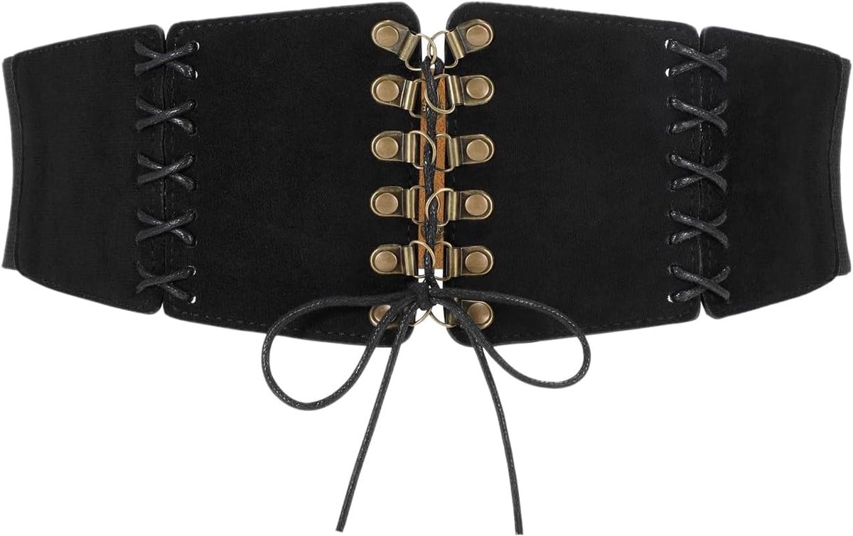 Women's Corset Belts Lace Up Bonded Wasp Belt Retro Elastic Wide Belt Belt Costume Waist Belt Women Body Cinch Wasp - ShopVlot