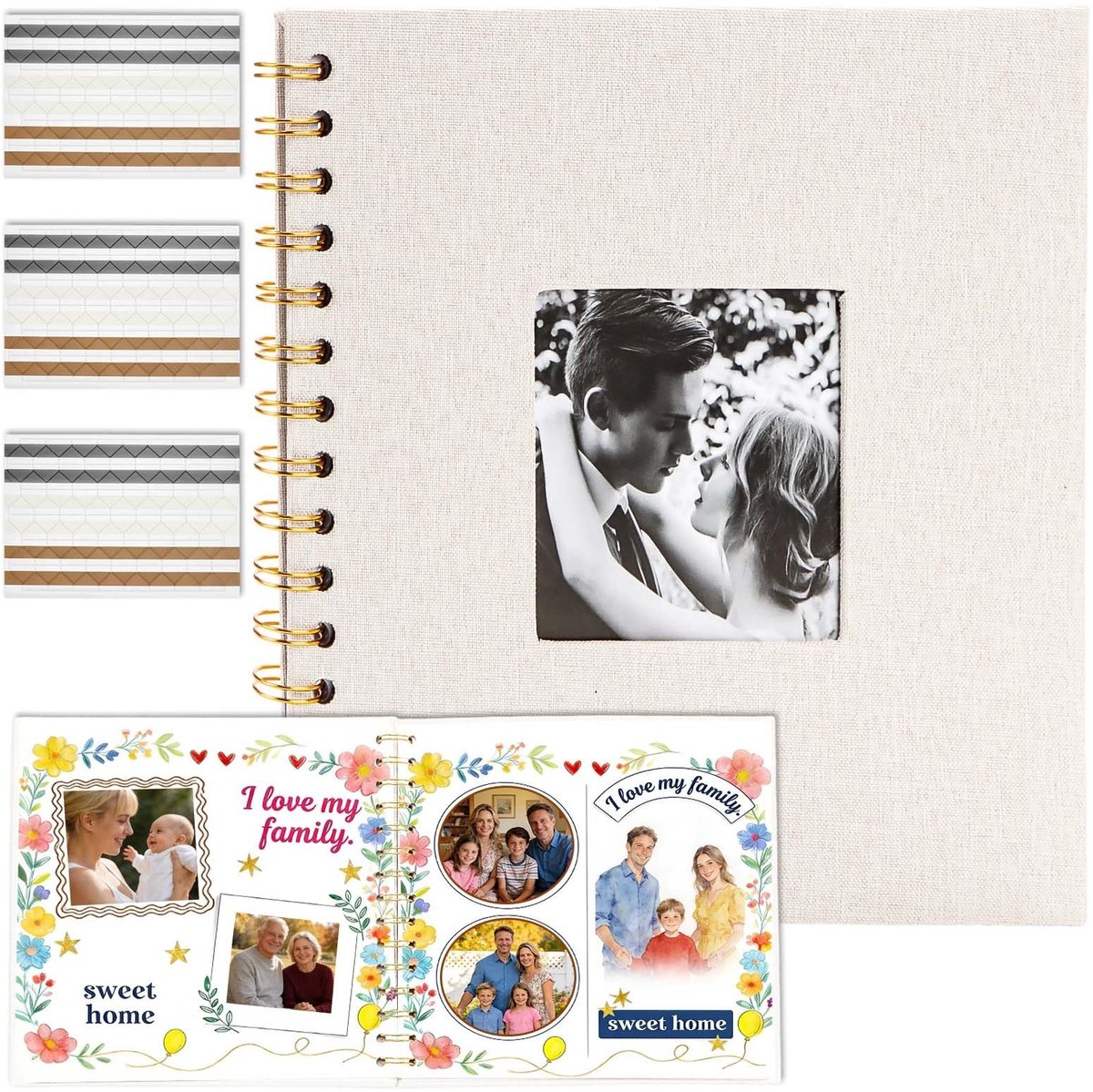 Solidchoice - Scrapbook Fotoalbum met Linnen Hardcover, 20.5 x 20.5 cm