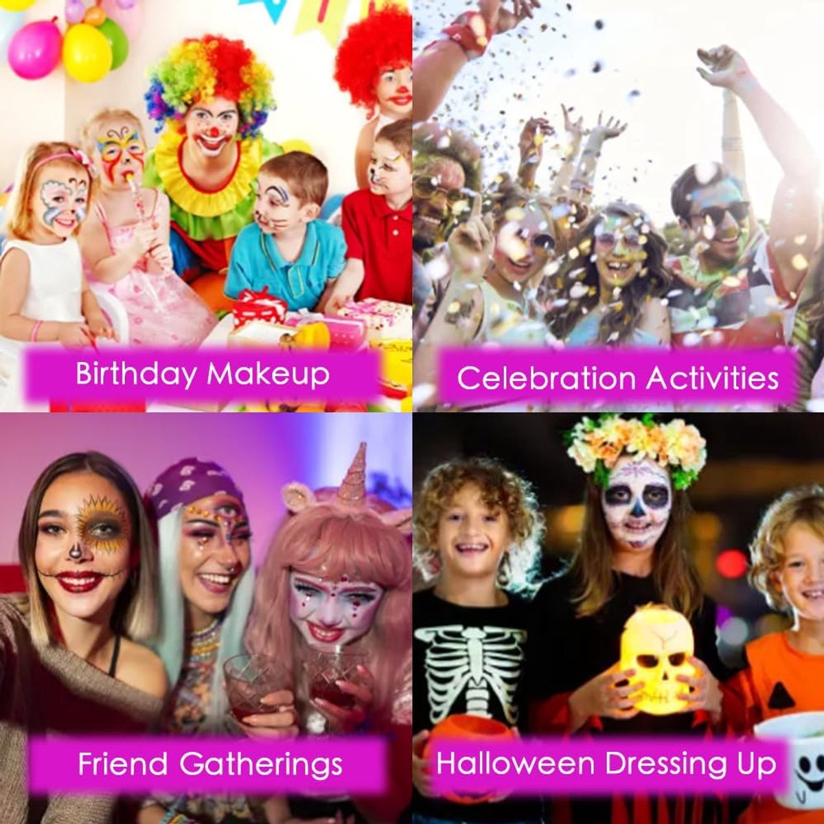 Face paint set 6 kleuren - Wasbare make-up palette - Veilig voor kinderen en volwassenen - Perfect voor Halloween - ShopVlot