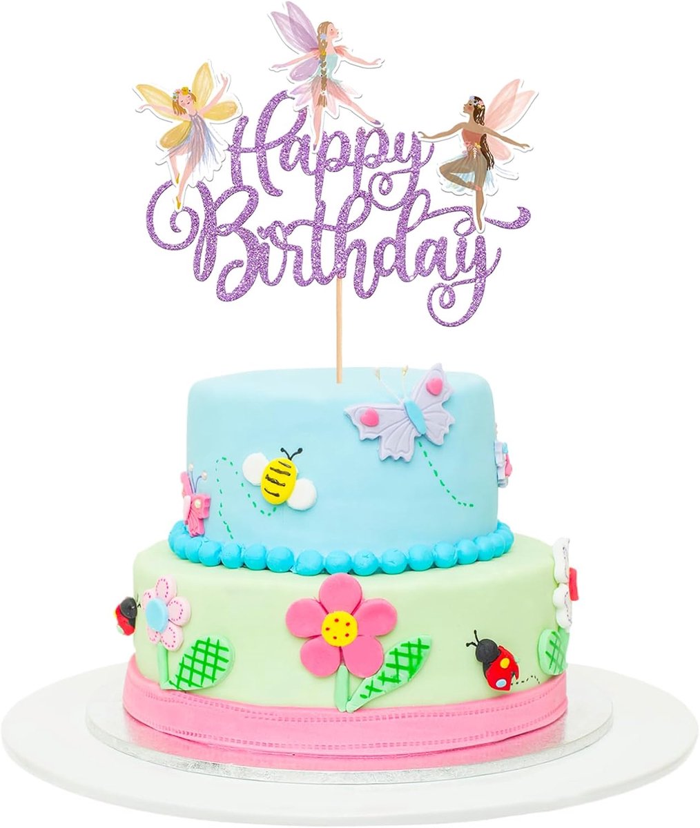 Taartdecoratie voor meisjes - Feestelijke elfjes - Dromerige verjaardagstaart - Perfect voor verjaardagsfeesten - ShopVlot