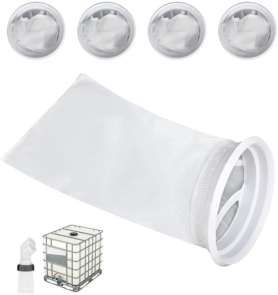 SnelShoppen - 4x IBC Tank Filter - Nylon Filters voor Regenwater, Wasbaar, 200-Mesh Filter, IBC Accessoires voor Schone Wateropslag, Ideaal voor Tuin