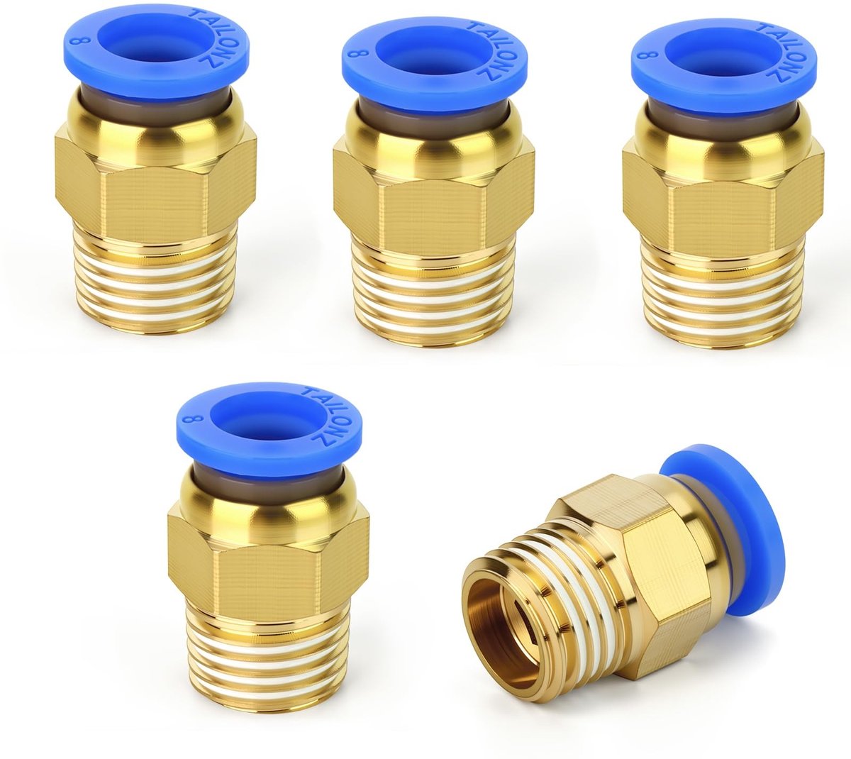 Solidchoice - 5 Stuks Pneumatische Stekverbinder 8mm Slang 1/8 BSP Draad