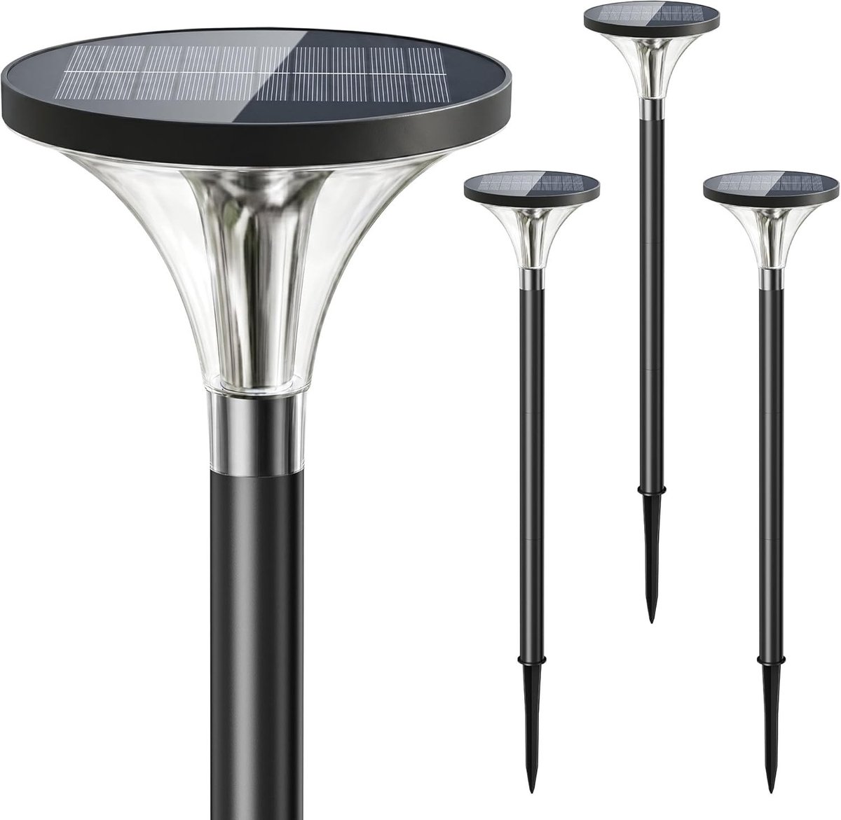 TPL057-4 Zonnelampen voor buiten, 4 stuks, warmwit, solarlampen voor buiten, 200 lumen, extra heldere tuinverlichting - ShopVlot