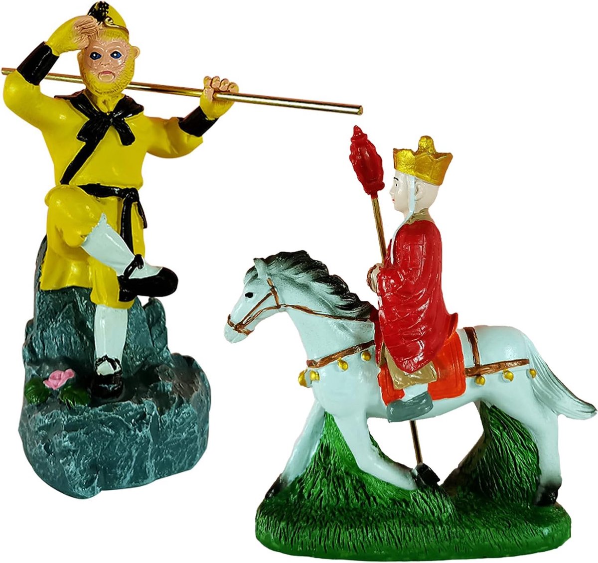 Resin Aap Koning Standbeeld - 2 Stuks - Handgeschilderd - Voor Woonkamer Decoratie - ShopVlot