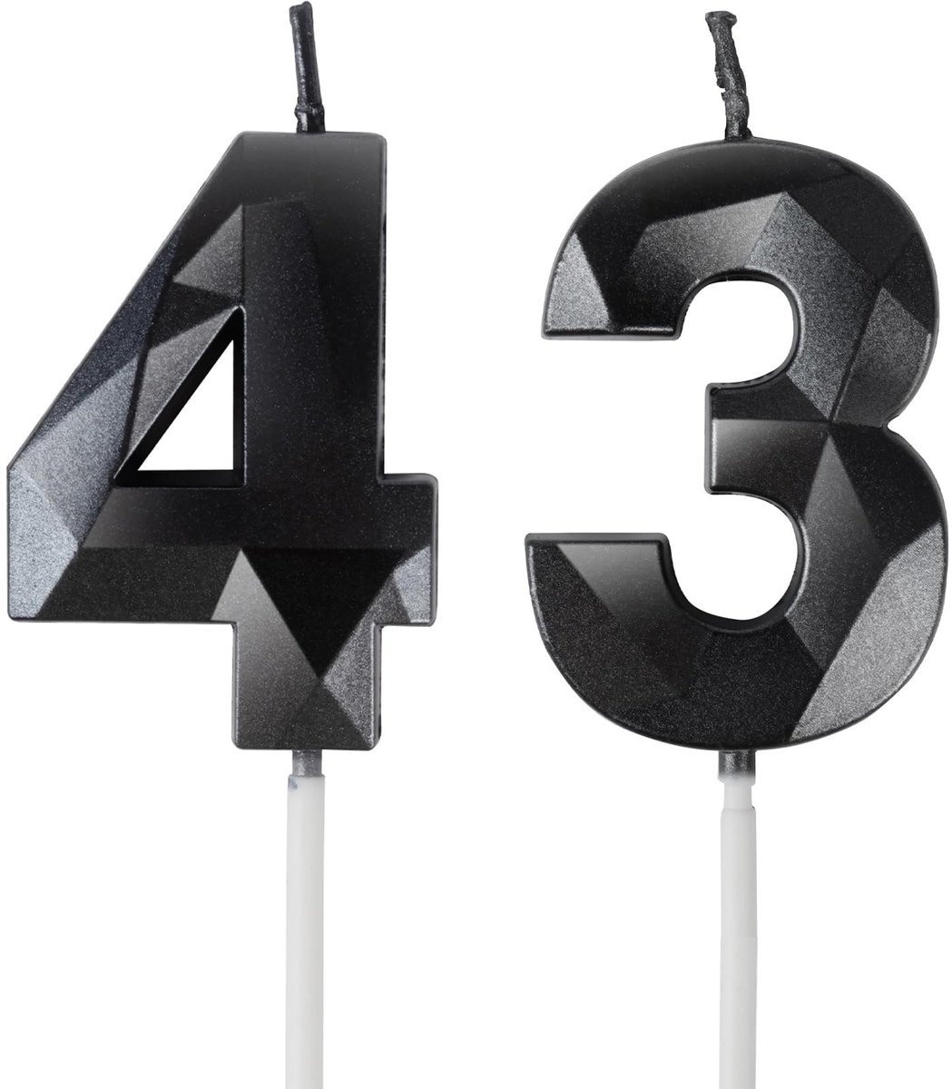 Solidchoice - 3D Zwarte Verjaardagskaars 43 voor Feestdecoratie