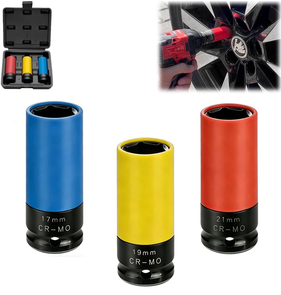 Solidchoice - Set van 3 Kleurgecodeerde Impact Caps voor Wielen
