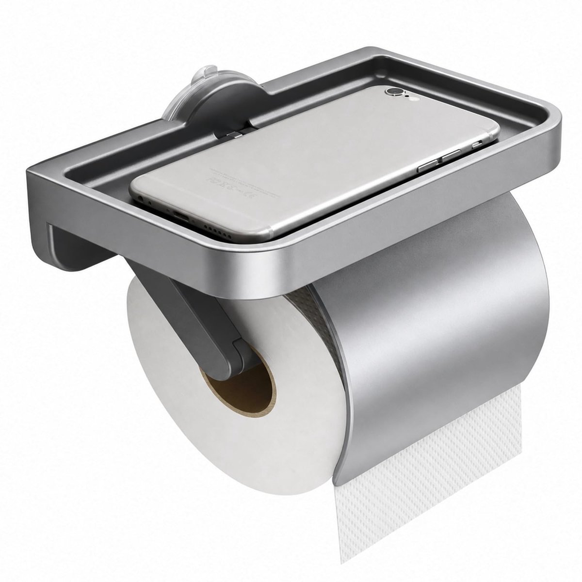 Solidchoice - Toiletpapierhouder zonder boren met plank en deksel
