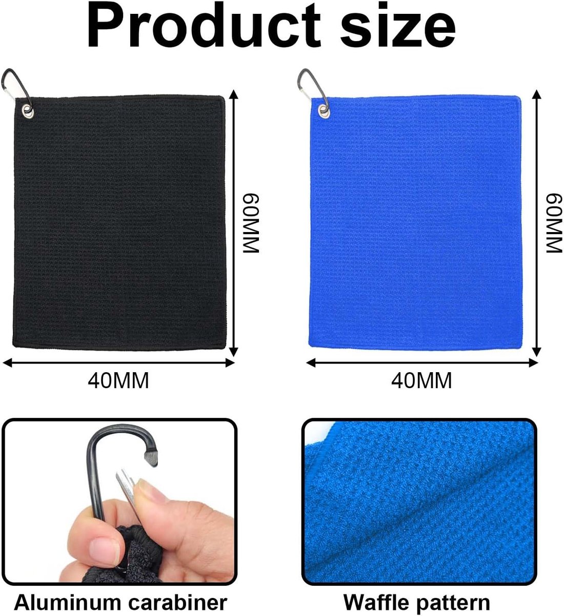 Golfhanddoek microvezel - absorberend wafelontwerp - sneldrogend - ideaal voor clubs en ballen - ShopVlot