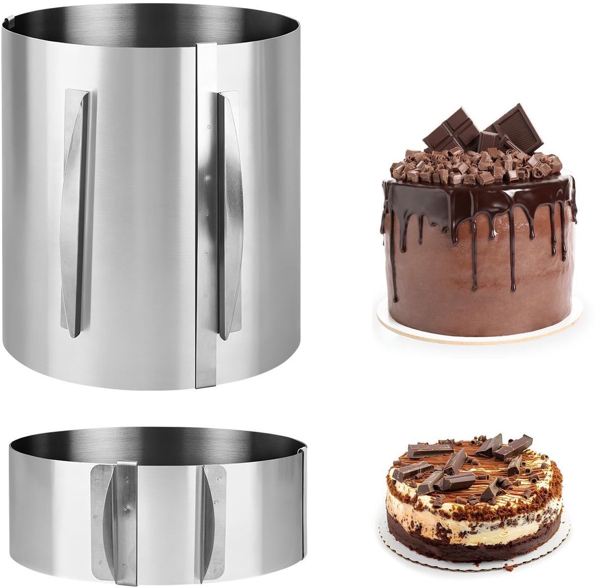 Solidchoice - Verstelbare RVS Cake Ring 20 cm en 6 cm voor Bakken