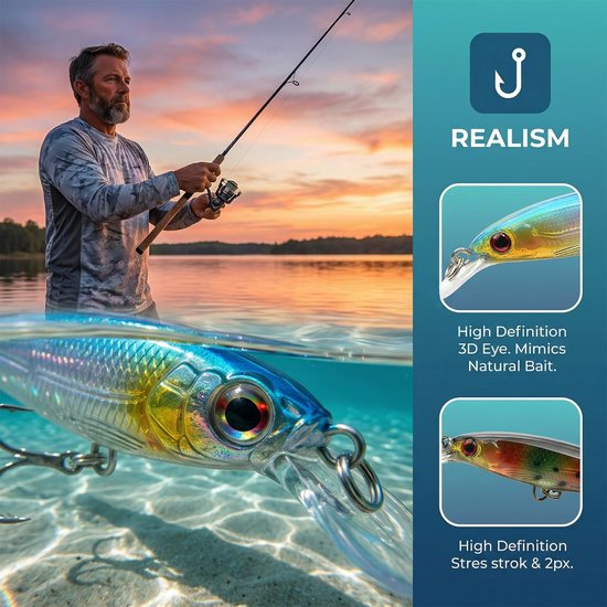 Set van 8 Visserslures met Jigkop, Zachte Rubber Aas voor Zoet en Zout Water, Vissen Accessoires met Opbergdoos, Perfect voor Snoek, Zander en Baars van Merkloos — afbeelding 2