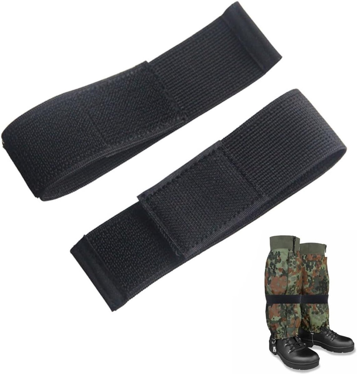Elastische banden met haak en lus - 2-pack - zwart - ideaal voor hiking en vissen - ShopVlot