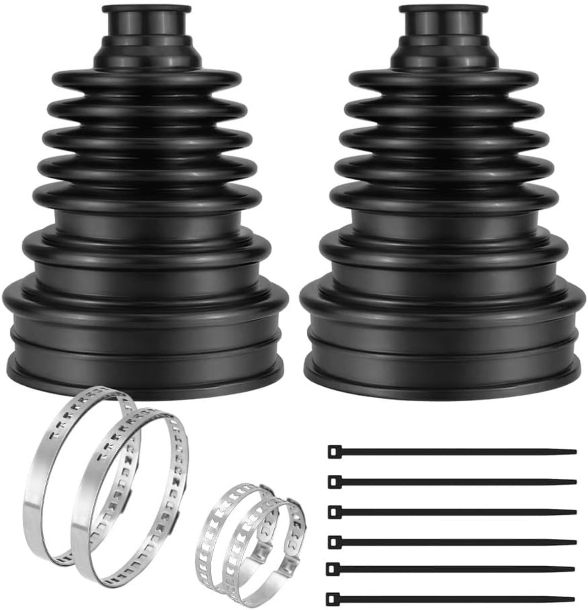 SnelShoppen - Yuragim CV Cuffs Reparatieset, Flexibele Siliconen, Universele Aandrijfas Kappen voor 19-24 mm Assen met 4 Klemmen, 6 Kabelbinders, 2 St