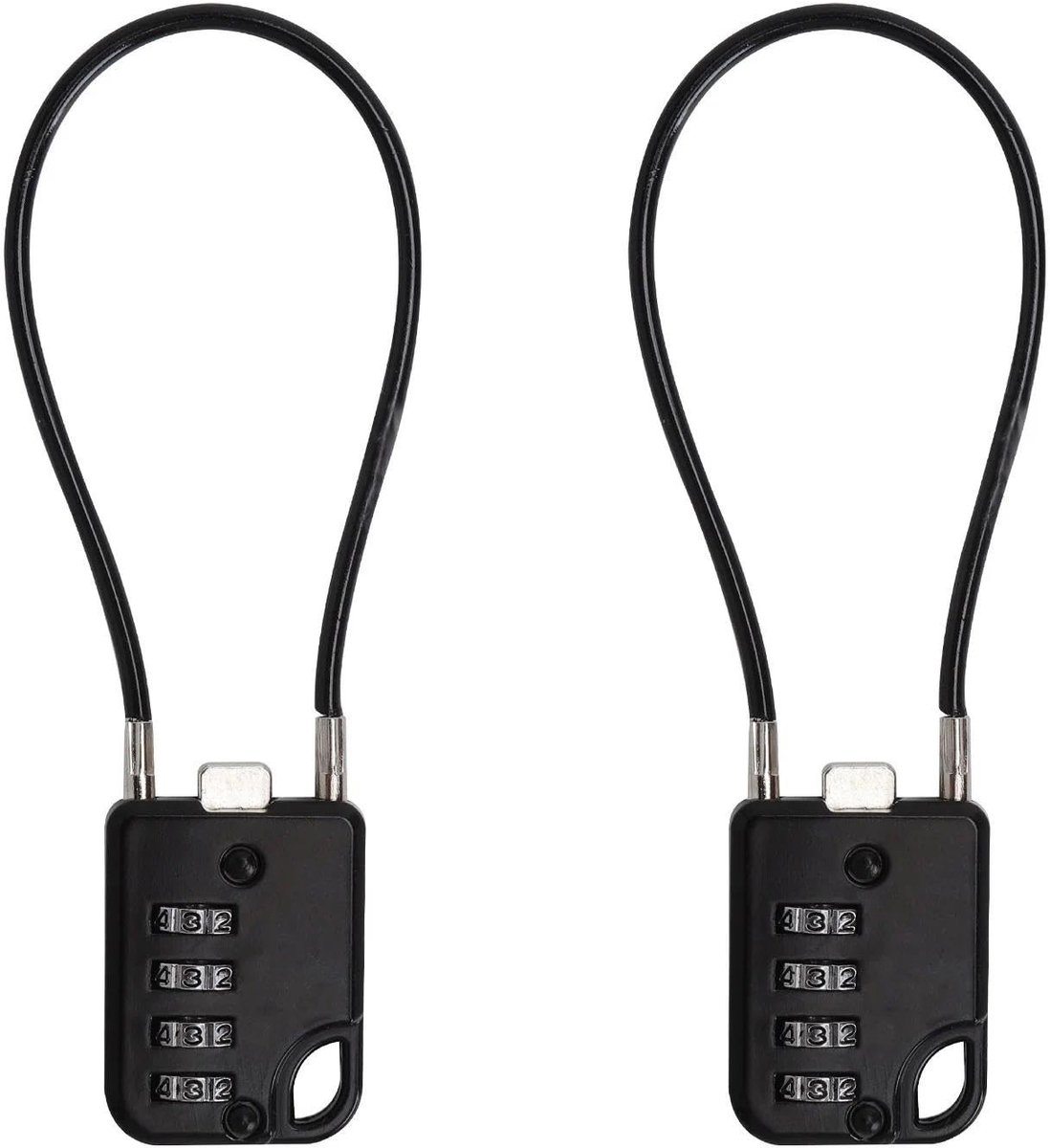 Solidchoice - 2 Stuks 4-Cijferige Combinatieslot met Kabel