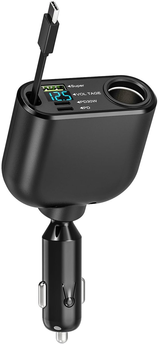 Solidchoice - 5-in-1 Auto Oplader met 4 USB Poorten