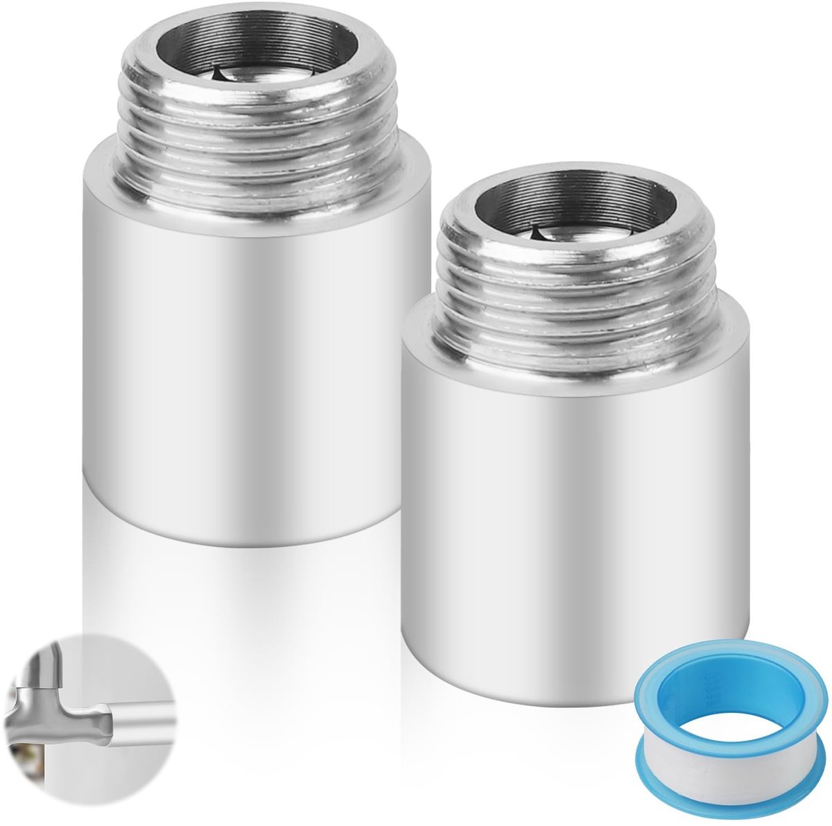 Solidchoice - 2 Stuks 1/2 Inch RVS Faucet Extension voor Wateraansluitingen