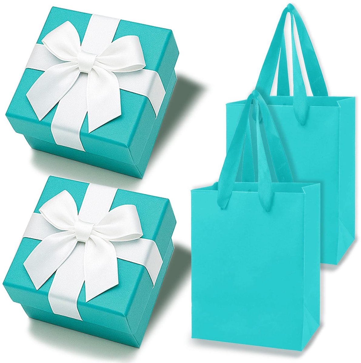 Solidchoice - Set van 2 Kleine Geschenkdozen met Strik en 2 Cadeautassen
