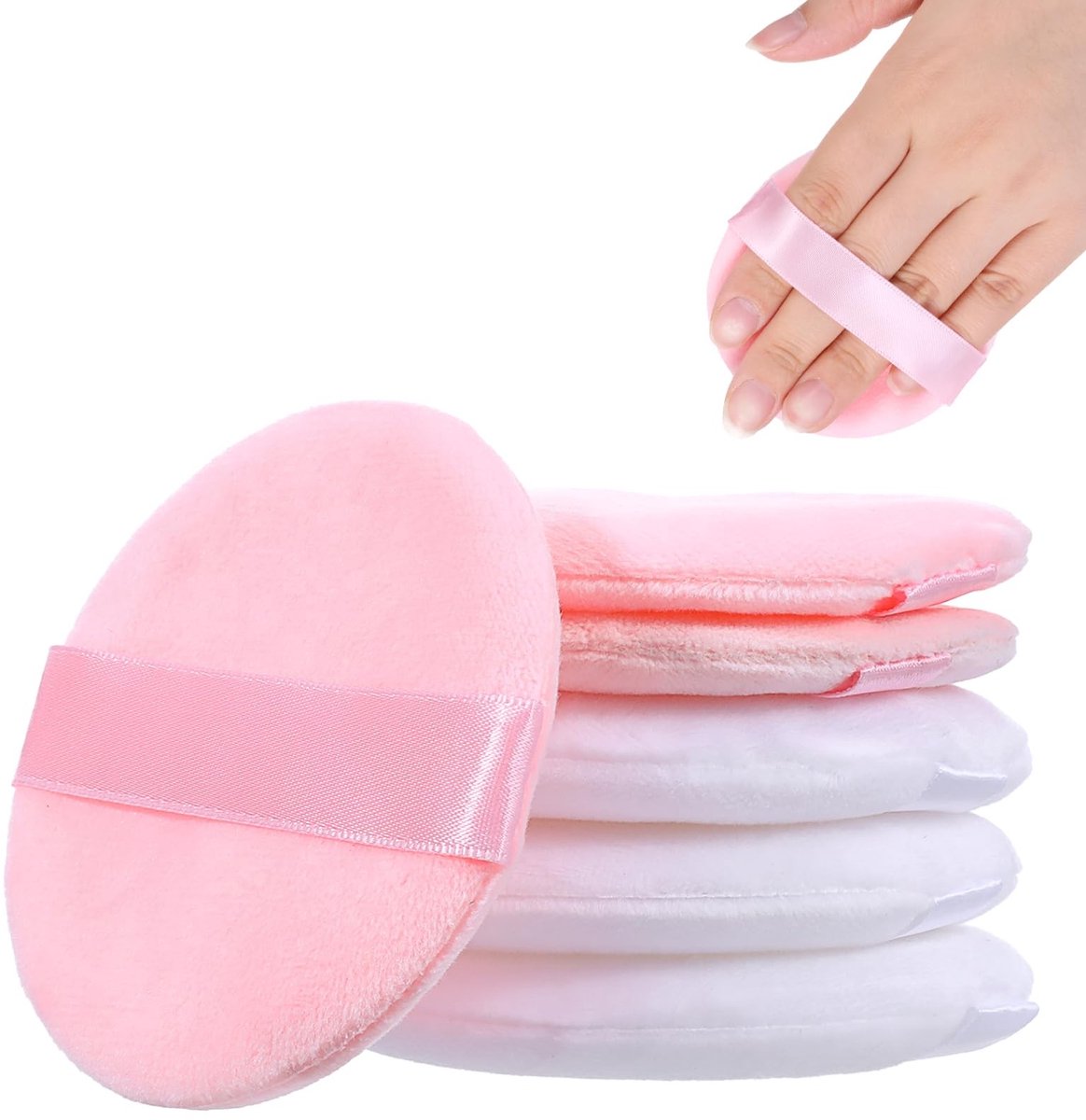 Solidchoice - Set van 6 Ronde Poederkwasten van 8 cm, Ultrazacht en Wasbaar