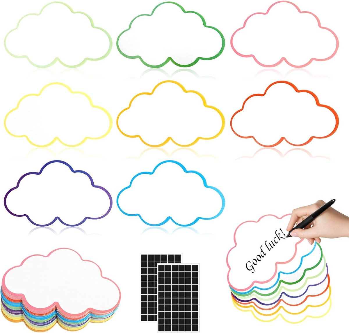 Moderatiekaarten set van 120 - 8 kleuren - inclusief zelfklevende stickers - ideaal voor presentaties - ShopVlot
