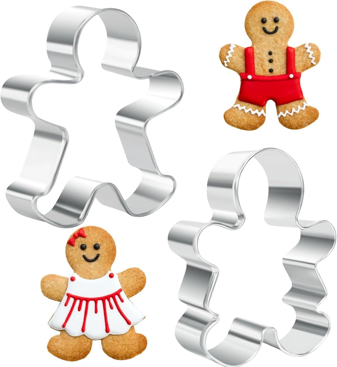 Solidchoice - Set van 2 Gingerbread Man Koekjesuitstekers voor Bakken