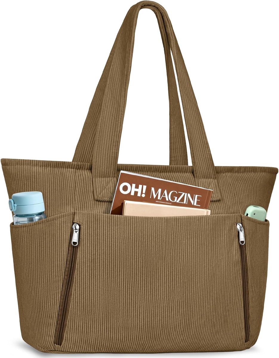 Tote bags dames - corduroy handtas - grote schoudertas - ideaal voor school en werk - ShopVlot