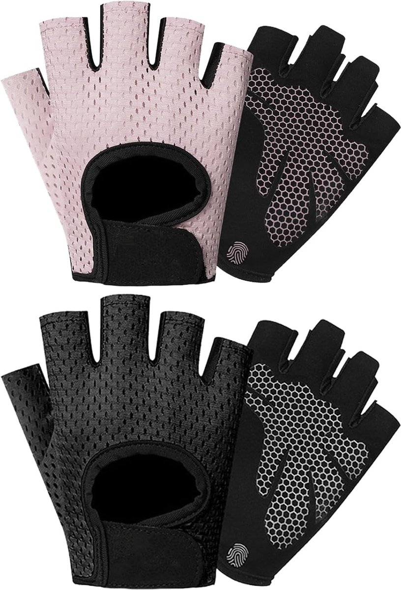 SnelShoppen - 2 Paar Gewichthefg gloves voor Mannen en Vrouwen, Ademend Trainingshandschoenen, Antislip Sporthandschoenen voor Gewichtheffen, Fietsen,