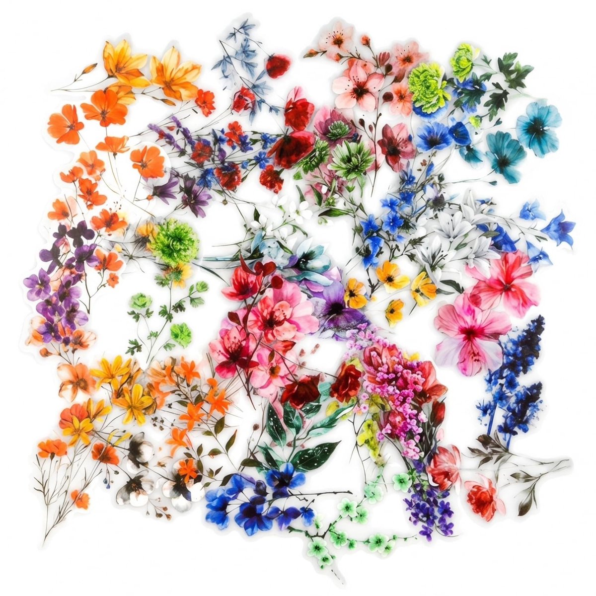 Solidchoice - Set van 200 Transparante Bloemenstickers voor Creatieve Projecten