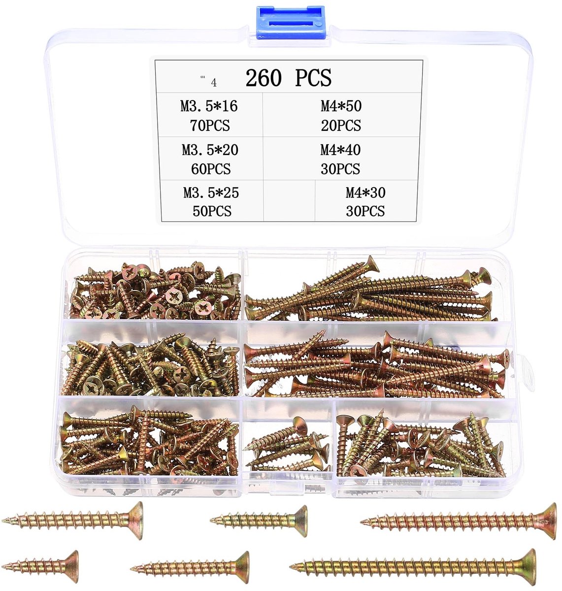 Solidchoice - 260 Stuks Universele Schroeven Set voor Meubel en Hout