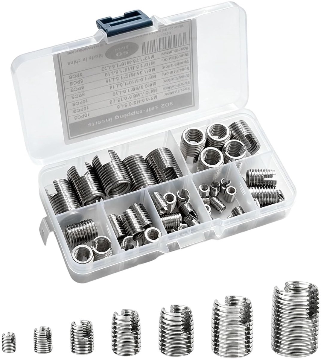 Zelftappende schroefdraadinzetstukken M3-M12 - roestvrij staal 304 - type 302 sleuf - ideaal voor motorreparatie - ShopVlot
