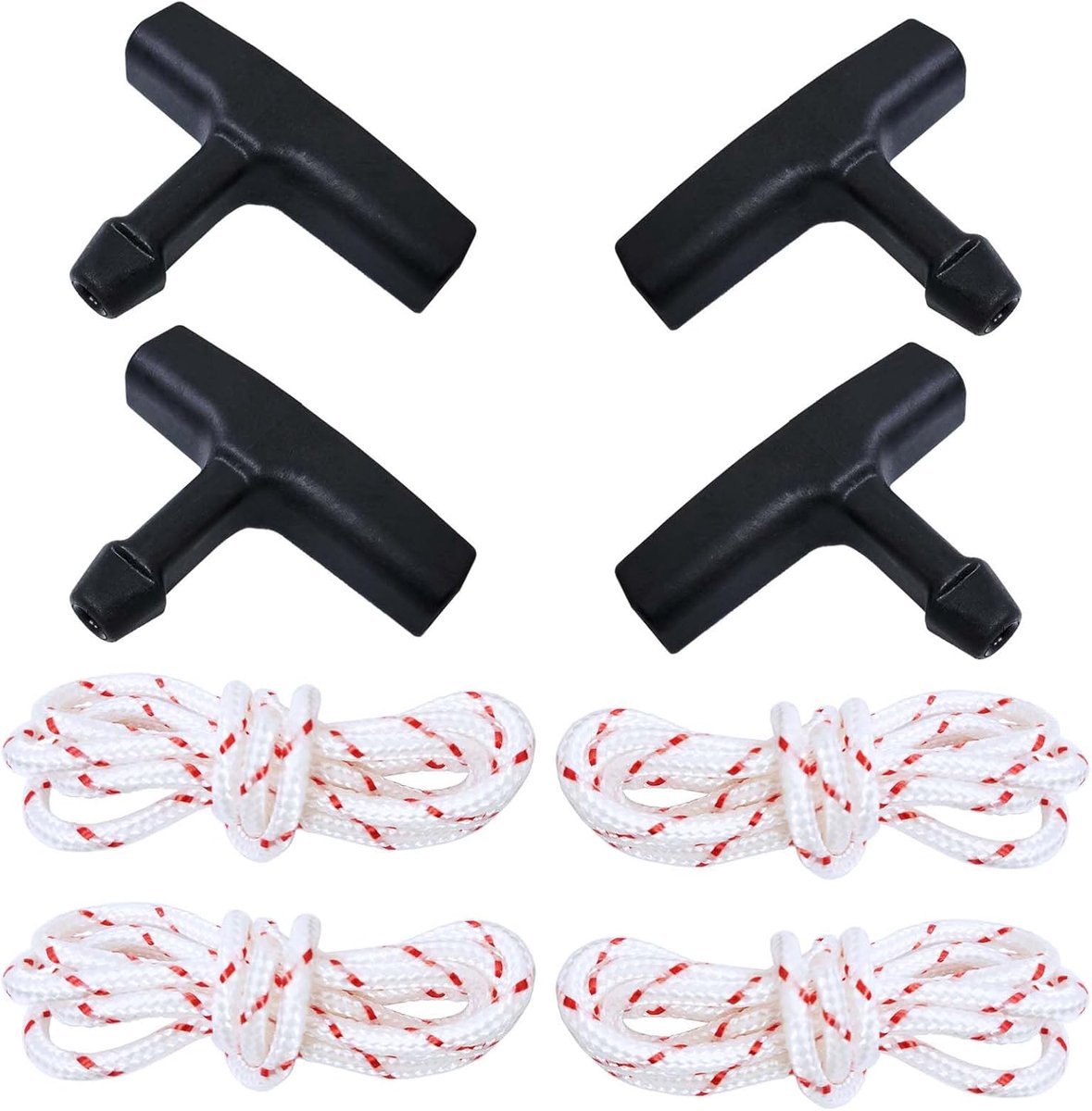 SnelShoppen - 4 Sets Start Handgreep Touw Kits (4.5mm Diameter, 1m Trekkoord & Zwarte Terugloop Starter Grip) Geschikt voor STIHL TS400 TS410 TS420