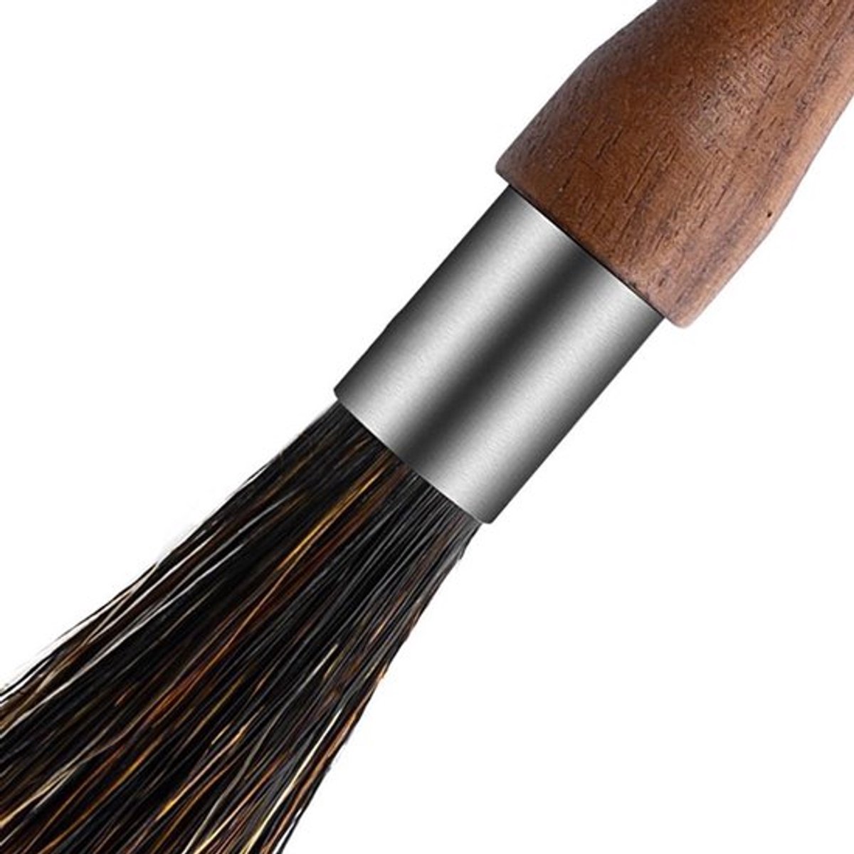 Reinigenborstel Premium - Natuurlijke Borstelharen - Walnoot Handvat - Ergonomisch Ontwerp - Voor Espresso Machines - Zachte Reiniging - Borstel