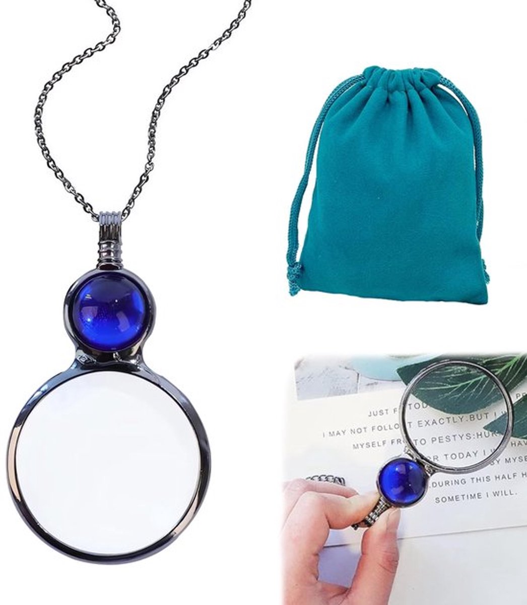 Vergrootglas 10-voudige vergroting - Vergrootglas met ketting - Draagbare loep - Multifunctioneel gebruik - Robuust ontwerp - Optische glazen loep