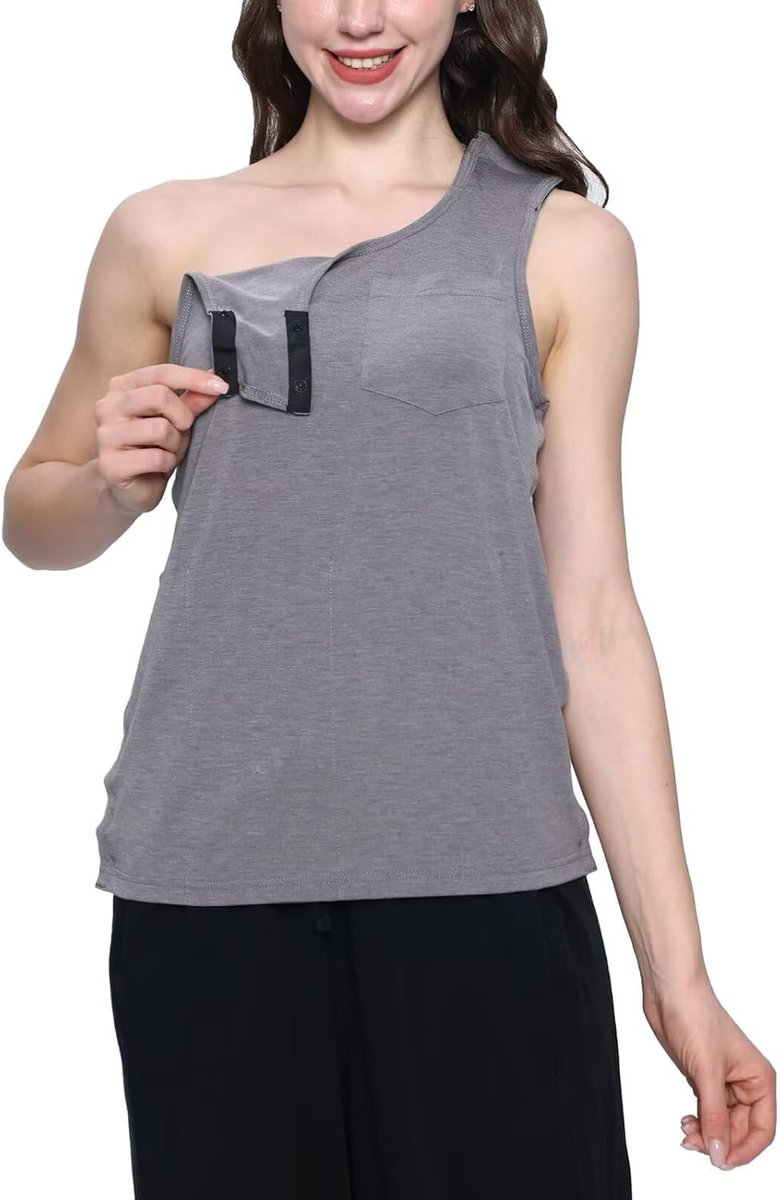 Medische tanktop dames - Postoperatieve kleding - Drukknoop tanktop - Comfortabele ondersteuning - ShopVlot