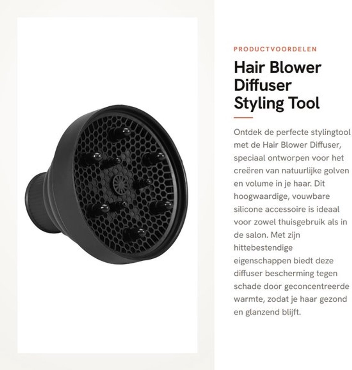 Haarblazer met Diffuser - Opvouwbaar - Siliconen Opzetstuk - Voor Natuurlijk Golvend Haar - Geschikt voor Thuis/Kapsalon - Wasbaar en Gemakkelijk Schoon te Maken - Föhndiffusor