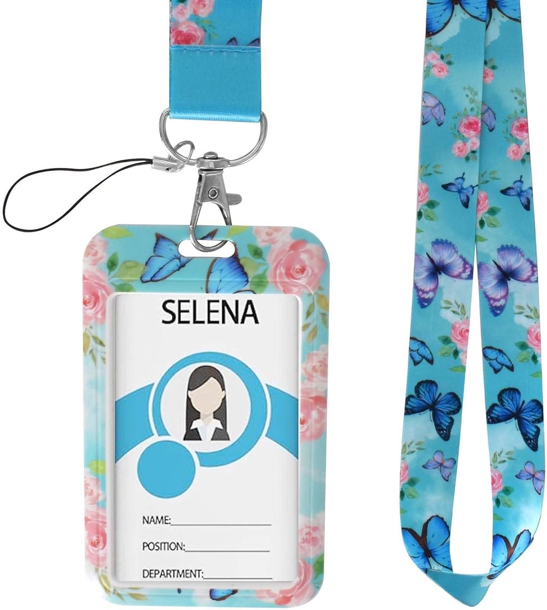 Lanyard met kaarthouder - Vlinderpatroon - Waterdicht - Ideaal voor scholen en werk - ShopVlot