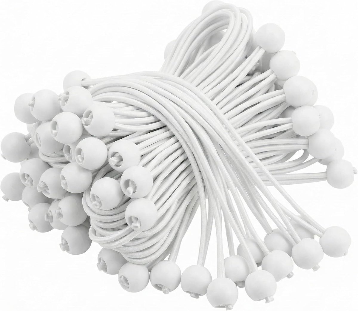 Bungee Cords 15cm - Wit - 50 Stuks - Ideaal voor Camping en Huishoudelijk Gebruik - ShopVlot