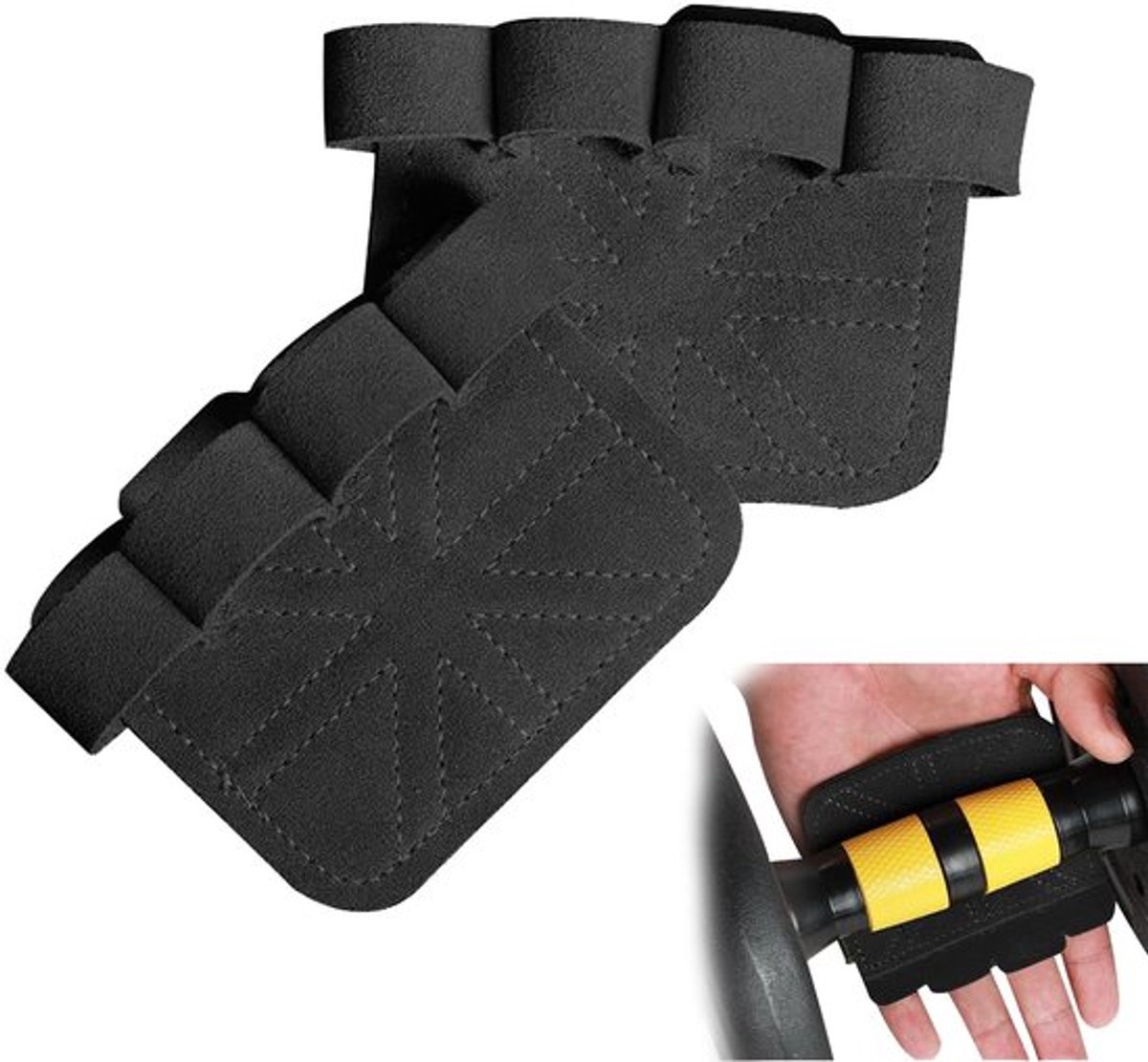 1 paar lifting grips voor vrouwen en mannen, gevoerde handgrepen voor spieropbouw, fitnessstudio, hefbanden voor vrouwen en mannen, zwart