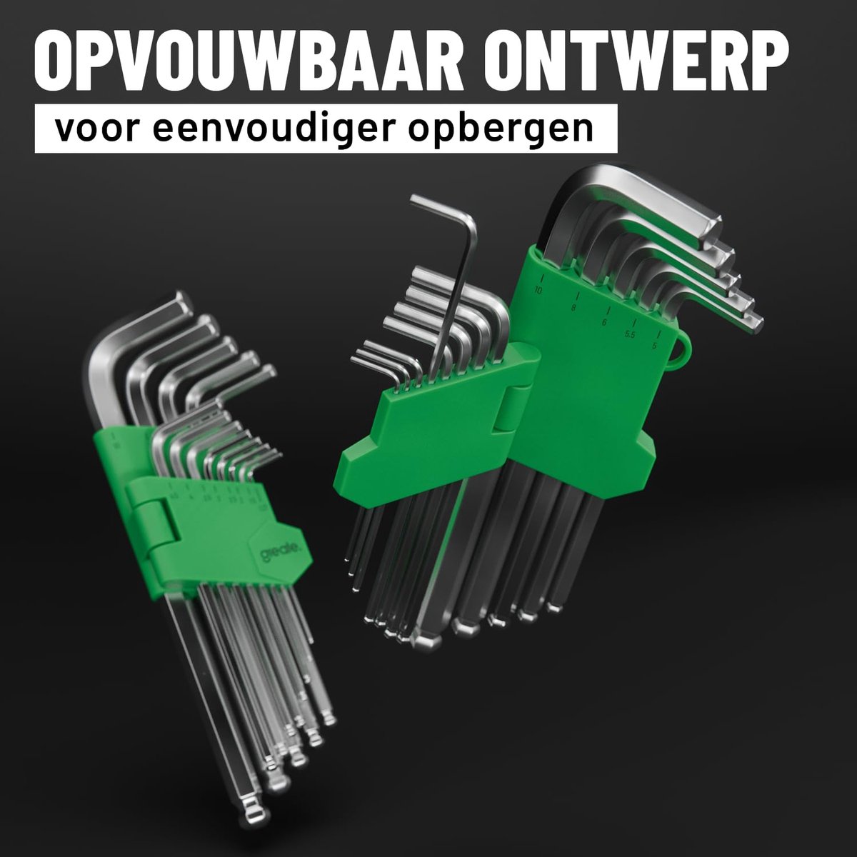 Inbussleutelset 13 Delig met Kogelkop - 1,27-10 mm Zeskantsleutels van CR-V Staal met Stevige Houder