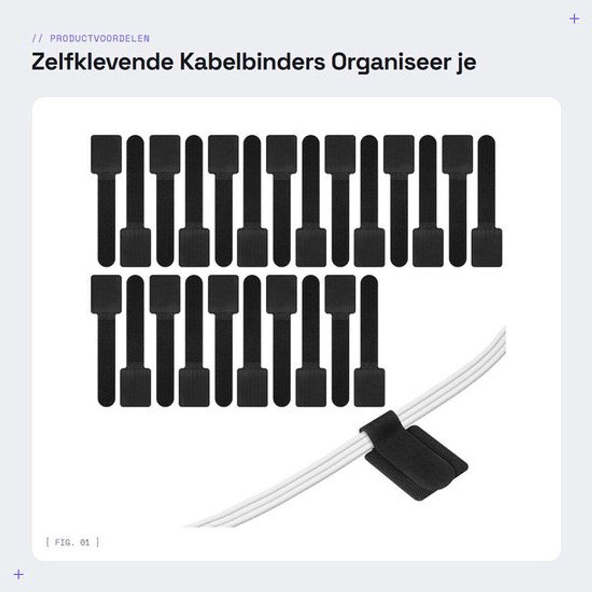 Zelfklevende Kabelbinders - Organiseer je kabels - Zwart - Kabelbeheer - Ideaal voor TV PC Laptop - 24 Stuks